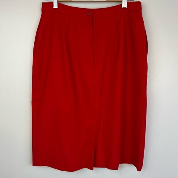 Vintage King Street 70s 80s 100% wool Mini Skirt Red, Size 12 with Pockets - Picture 13 of 13